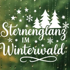 Fensterbild Sternenglanz im Winterwald Aufkleber | Winterzeit Deko für Advent und Weihnachten, Exklusiv