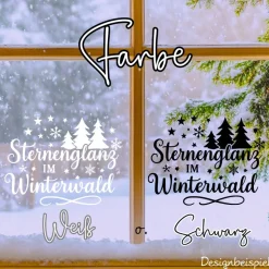 Fensterbild Sternenglanz im Winterwald Aufkleber | Winterzeit Deko für Advent und Weihnachten, Exklusiv