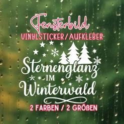 Fensterbild Sternenglanz im Winterwald Aufkleber | Winterzeit Deko für Advent und Weihnachten, Exklusiv