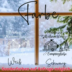 Fensterbild Weihnachten Campingliebe Weihnachtsdekoration Sticker Aufkleber 2 Farben 3 Größen