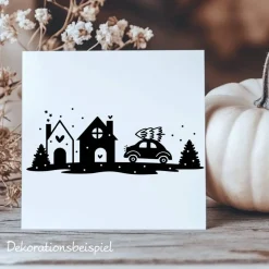 Fensterbild Weihnachtsszene Weihnachtsdekoration Sticker Aufkleber 2 Farben 3 Größen auch in XXL