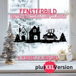 Fensterbild Weihnachtsszene Weihnachtsdekoration Sticker Aufkleber 2 Farben 3 Größen auch in XXL