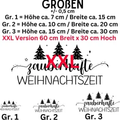 Fensterbild zauberhafte Weihnachtszeit Weihnachtsdekoration Sticker Aufkleber 2 Farben 3 Größen auch in XXL Deko