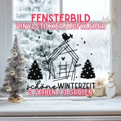 Fensterdeko Advent schöne Winterzeit Fensterbild Weihnachtsdekoration Sticker Weihnacht 2 Farben 3 Größen