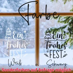 Fensterdeko Advent Weihnachten Fensterbild Weihnachtsdekoration Sticker Frohes Fest 2 Farben 3 Größen