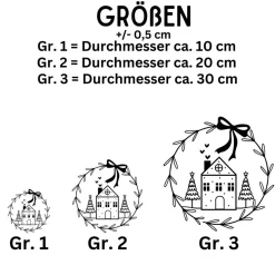 Fensterdeko Advent Weihnachten Fensterbild Weihnachtsdekoration Sticker minimalistischer Kranz 2 Farben 3 Größen