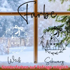 Fensterdeko Advent Weihnachten Fensterbild Weihnachtsdekoration Sticker minimalistischer Kranz 2 Farben 3 Größen