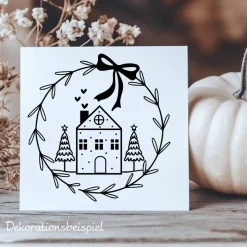 Fensterdeko Advent Weihnachten Fensterbild Weihnachtsdekoration Sticker minimalistischer Kranz 2 Farben 3 Größen