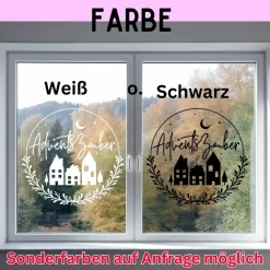 Fensterdeko Adventszauber Fensterbild Weihnachtsdekoration Sticker Kranz Advent Dekofenster 2 Farben 2 Grö&szli