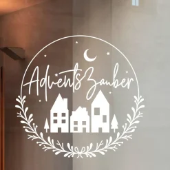 Fensterdeko Adventszauber Fensterbild Weihnachtsdekoration Sticker Kranz Advent Dekofenster 2 Farben 2 Grö&szli