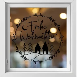 Fensterdeko Frohe Weihnachten Fensterbild Weihnachtsdekoration Sticker Kranz Advent Dekofenster 2 Farben 2 Größen minima