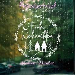 Fensterdeko Frohe Weihnachten Fensterbild Weihnachtsdekoration Sticker Kranz Advent Dekofenster 2 Farben 2 Größen minima