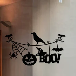 Fensterdeko Halloween Fensterbild Grusel Boo Sticker für Oktober Dekofenster Halloweenparty Fensteraufkleber Spooky Deko