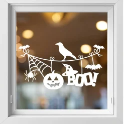 Fensterdeko Halloween Fensterbild Grusel Boo Sticker für Oktober Dekofenster Halloweenparty Fensteraufkleber Spooky Deko