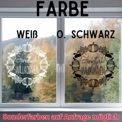 Fensterdeko Herbstlich Willkommen Fensterbild Herbstdekoration Sticker Kranz Kürbis Eicheln