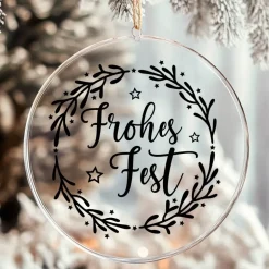 Fensterdeko Schriftzug Frohes Fest Fensterbild Weihnachtsdekoration Sticker Kranz 2 Farben 3 Größen