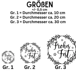 Fensterdeko Schriftzug Frohes Fest Fensterbild Weihnachtsdekoration Sticker Kranz 2 Farben 3 Größen