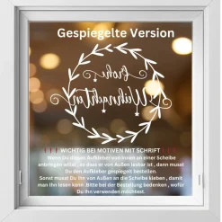 Fensterdeko Schriftzug Frohe Weihnachten Fensterbild Weihnachtsdekoration Sticker Kranz 2 Farben 3 Größen