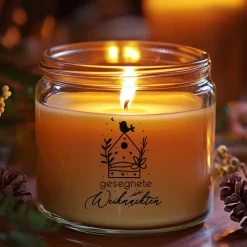 Fensterdeko Schriftzug gesegnete Weihnachten Fensterbild Weihnachtsdekoration Häuschen Vogel 2 Farben 3 Größen