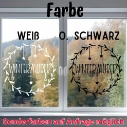 Fensterdeko Schriftzug Winterzauber Weihnachten Fensterbild Weihnachtsdekoration Sticker 2 Farben 3 Größen