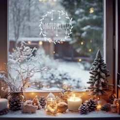 Fensterdeko Schriftzug Winterzauber Weihnachten Fensterbild Weihnachtsdekoration Sticker 2 Farben 3 Größen