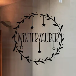 Fensterdeko Schriftzug Winterzauber Weihnachten Fensterbild Weihnachtsdekoration Sticker 2 Farben 3 Größen