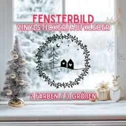 Fensterdeko skandi Stil Fensterbild Weihnachtsdekoration Sticker Kranz Advent Dekofenster 2 Farben 3 Größen