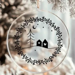 Fensterdeko skandi Stil Fensterbild Weihnachtsdekoration Sticker Kranz Advent Dekofenster 2 Farben 3 Größen