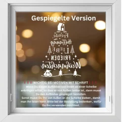 Fensterdeko WeihnachtsfriedenTannenbaum Schriftzug Fensterbild Weihnachtsdekoration 2 Farben 3 Grö&sz