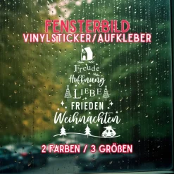 Fensterdeko WeihnachtsfriedenTannenbaum Schriftzug Fensterbild Weihnachtsdekoration 2 Farben 3 Grö&sz
