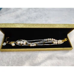 Festliche Geschenk-Verpackung 21,8x5,6x2,6cm f. Lesezeichen Schlüsselanhänger Gold Glitzer Schmuckschachtel Etui Armband