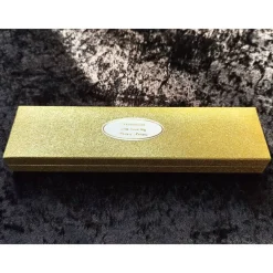 Festliche Geschenk-Verpackung 21,8x5,6x2,6cm f. Lesezeichen Schlüsselanhänger Gold Glitzer Schmuckschachtel Etui Armband