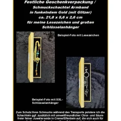 Festliche Geschenk-Verpackung 21,8x5,6x2,6cm f. Lesezeichen Schlüsselanhänger Gold Glitzer Schmuckschachtel Etui Armband
