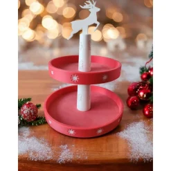 Festliche 2-stufige Etagère – Weihnachts-Dessertständer | 3D-Druck ABS, Zerlegbar
