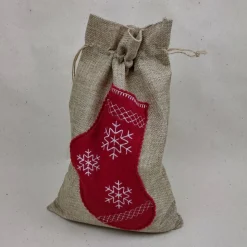 Festlicher Jute-Geschenkbeutel mit Weihnachtsmotiv – nachhaltig & wiederverwendbar (20cm x 30cm) - Geschenkve