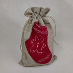 Festlicher Jute-Geschenkbeutel mit Weihnachtsmotiv – nachhaltig & wiederverwendbar (20cm x 30cm) - Geschenkve