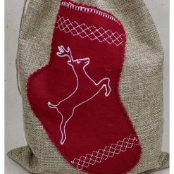 Festlicher Jute-Geschenkbeutel mit Weihnachtsmotiv – nachhaltig & wiederverwendbar (20cm x 30cm) - Geschenkve