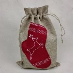 Festlicher Jute-Geschenkbeutel mit Weihnachtsmotiv – nachhaltig & wiederverwendbar (20cm x 30cm) - Geschenkve