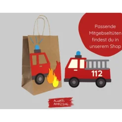 Feuerwehr Einladungskarten Bastelset Kindergeburtstag | Feuerwehr Karte | Feuerwehr im Einsatz | Feuerwehr Geburtstag