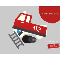 Feuerwehr Einladungskarten Bastelset Kindergeburtstag | Feuerwehr Karte | Feuerwehr im Einsatz | Feuerwehr Geburtstag