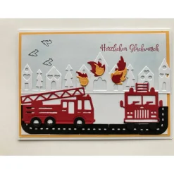 Feuerwehr Geburtstagskarte Kinder Sam Feuerwehrmann Männer Glückwunschkarte handgefertigt