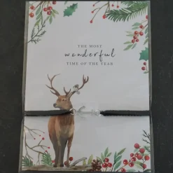 Filigran geknüpftes Armband in Schwarz mit Anker-Element in Silber und Grußkarte Weihnachten