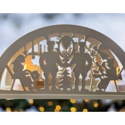 Filigraner 3D-gedruckter Lichterbogen (Schwibbogen) | Bergleute & Engel Motiv | PLA Weihnachtsdeko | 22x11 cm LED Tischl