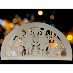 Filigraner 3D-gedruckter Lichterbogen (Schwibbogen) | Bergleute & Engel Motiv | PLA Weihnachtsdeko | 22x11 cm LED Tischl