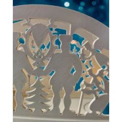 Filigraner 3D-gedruckter Lichterbogen (Schwibbogen) | Bergleute & Engel Motiv | PLA Weihnachtsdeko | 22x11 cm LED Tischl
