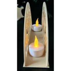 Filigraner 3D-gedruckter Lichterbogen (Schwibbogen) | Bergleute & Engel Motiv | PLA Weihnachtsdeko | 22x11 cm LED Tischl