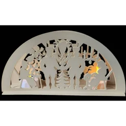 Filigraner 3D-gedruckter Lichterbogen (Schwibbogen) | Bergleute & Engel Motiv | PLA Weihnachtsdeko | 22x11 cm LED Tischl