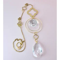 Filigraner Sonnenfänger Blume aus Messing, Suncatcher mit Glaskristallen, elegantes Geschenk