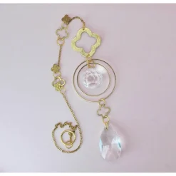 Filigraner Sonnenfänger Blume aus Messing, Suncatcher mit Glaskristallen, elegantes Geschenk