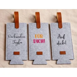 Filz Flaschentasche für Wein | Geschenkidee für Weinliebhaber | Deko für Weinflaschen | Mitbringsel